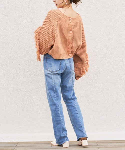 Chico（チコ）の「短丈フリンジカーディガン（カーディガン/ボレロ・レディース・アイボリー/ブラック/ミント/オレンジ・FREE）」の8枚目の写真