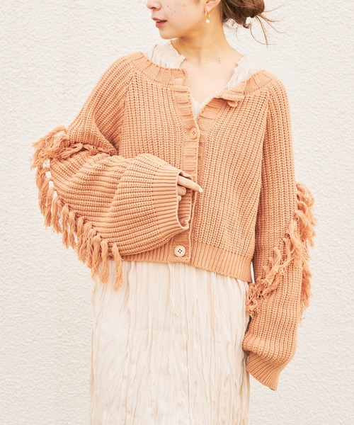 Chico（チコ）の「短丈フリンジカーディガン（カーディガン/ボレロ・レディース・アイボリー/ブラック/ミント/オレンジ・FREE）」の11枚目の写真