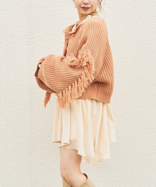 Chico（チコ）の「短丈フリンジカーディガン（カーディガン/ボレロ・レディース・アイボリー/ブラック/ミント/オレンジ・FREE）」の18枚目の写真