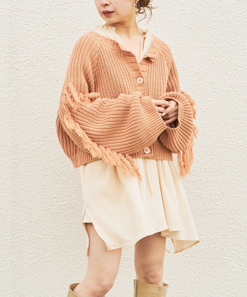 Chico（チコ）の「短丈フリンジカーディガン（カーディガン/ボレロ・レディース・アイボリー/ブラック/ミント/オレンジ・FREE）」の17枚目の写真