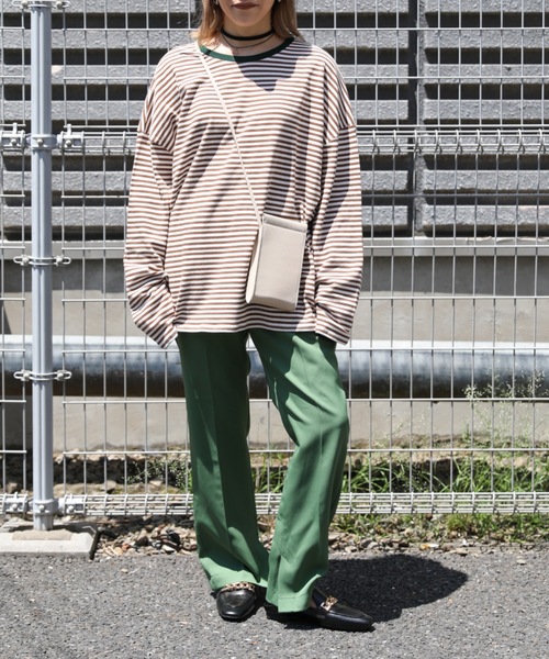 ap retro（アプレトロ）の「ボーダーリンガーロングスリーブTシャツ【ZOZOTOWN限定商品】（Tシャツ/カットソー・レディース・グリーン/ベージュ/ネイビー/ブラック/ボルドー/ブラウン・FREE）」の17枚目の写真