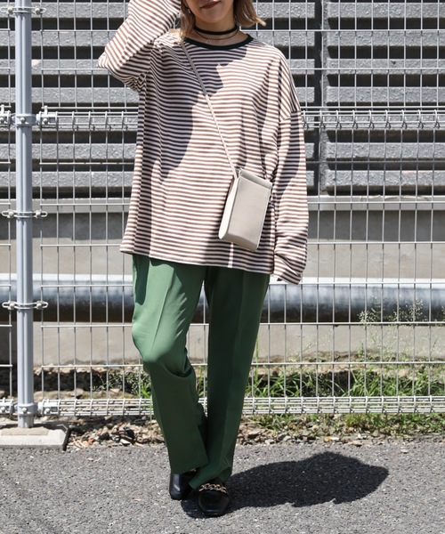 ap retro（アプレトロ）の「ボーダーリンガーロングスリーブTシャツ【ZOZOTOWN限定商品】（Tシャツ/カットソー・レディース・グリーン/ベージュ/ネイビー/ブラック/ボルドー/ブラウン・FREE）」の18枚目の写真