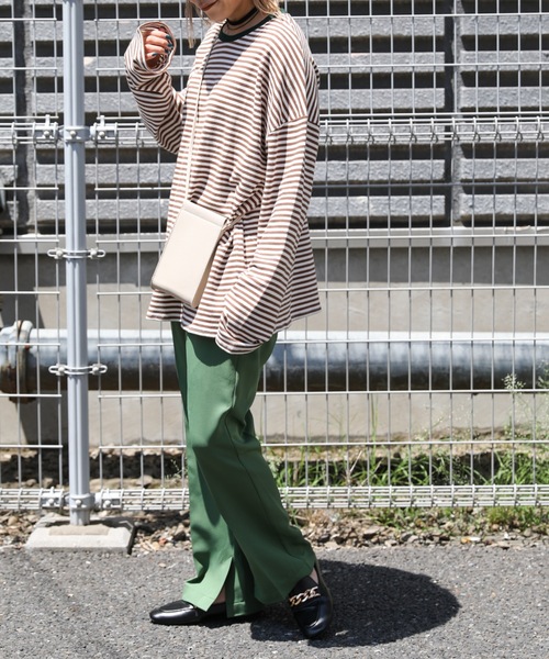 ap retro（アプレトロ）の「ボーダーリンガーロングスリーブTシャツ【ZOZOTOWN限定商品】（Tシャツ/カットソー・レディース・グリーン/ベージュ/ネイビー/ブラック/ボルドー/ブラウン・FREE）」の21枚目の写真