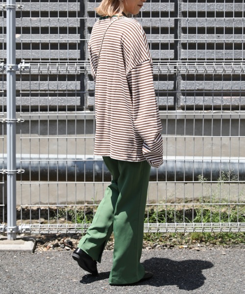 ap retro（アプレトロ）の「ボーダーリンガーロングスリーブTシャツ【ZOZOTOWN限定商品】（Tシャツ/カットソー・レディース・グリーン/ベージュ/ネイビー/ブラック/ボルドー/ブラウン・FREE）」の22枚目の写真