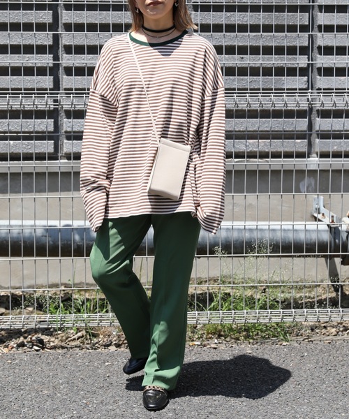 ap retro（アプレトロ）の「ボーダーリンガーロングスリーブTシャツ【ZOZOTOWN限定商品】（Tシャツ/カットソー・レディース・グリーン/ベージュ/ネイビー/ブラック/ボルドー/ブラウン・FREE）」の19枚目の写真