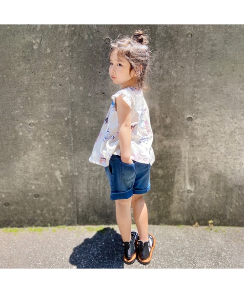 L.COPECK（エルコペック）の「[90-140]ハイストレッチレーヨンデニムタックキュロット（デニムパンツ・キッズ・ネイビー/ブルー・100cm/130cm/120cm/90cm/110cm/140cm）」の12枚目の写真