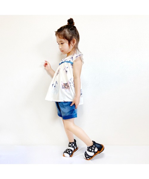 L.COPECK（エルコペック）の「[90-140]ハイストレッチレーヨンデニムタックキュロット（デニムパンツ・キッズ・ネイビー/ブルー・100cm/130cm/120cm/90cm/110cm/140cm）」の13枚目の写真