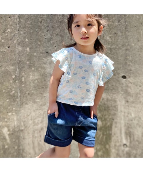 L.COPECK（エルコペック）の「[90-140]ハイストレッチレーヨンデニムタックキュロット（デニムパンツ・キッズ・ネイビー/ブルー・100cm/130cm/120cm/90cm/110cm/140cm）」の16枚目の写真