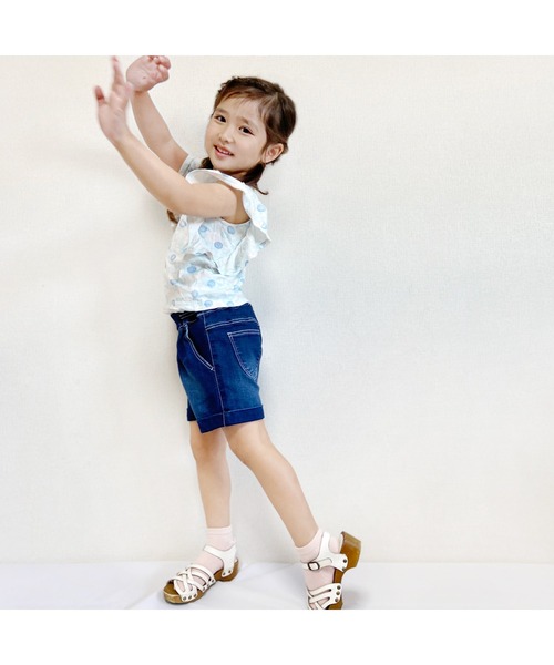 L.COPECK（エルコペック）の「[90-140]ハイストレッチレーヨンデニムタックキュロット（デニムパンツ・キッズ・ネイビー/ブルー・100cm/130cm/120cm/90cm/110cm/140cm）」の19枚目の写真