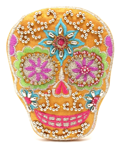 チャイハネ チャイハネ の チャイハネ メキシカンスカル刺繍手鏡 手鏡 メイクミラー Wear
