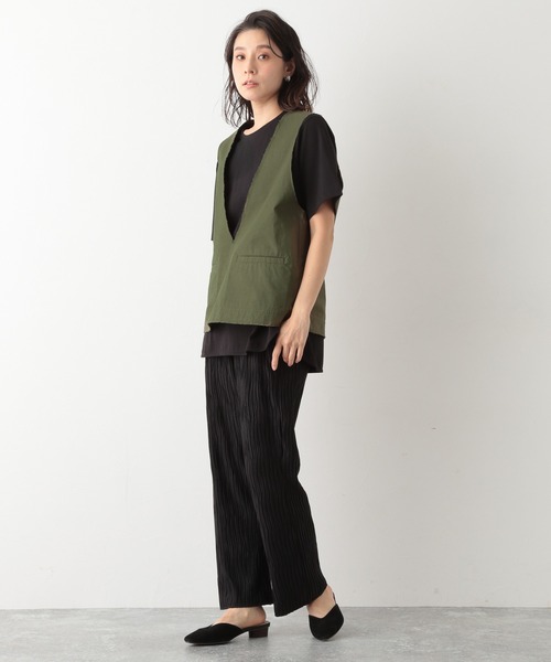 LEPSIM(レプシィム)の「★店舗限定★ミリタリーフカVベスト 935656(ベスト・レディース・チャコールグレー/カーキ・FREE)」の3枚目の写真
