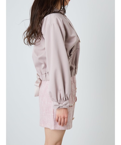 Ank Rouge（アンクルージュ）の「フリルフードブルゾン（ブルゾン・レディース・ピンク/ブラック/アイボリー・M）」の13枚目の写真