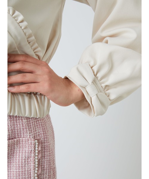 Ank Rouge（アンクルージュ）の「フリルフードブルゾン（ブルゾン・レディース・ピンク/ブラック/アイボリー・M）」の21枚目の写真