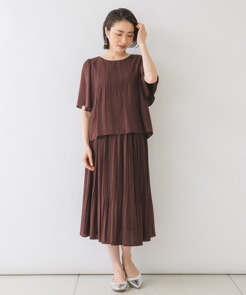 KATHARINE ROSS（キャサリンロス）の「【KATHARINE ROSS】●結婚式 ジョーゼットプリーツ セットアップドレス（ドレス・レディース・ブラウン・MEDIUM）」の4枚目の写真