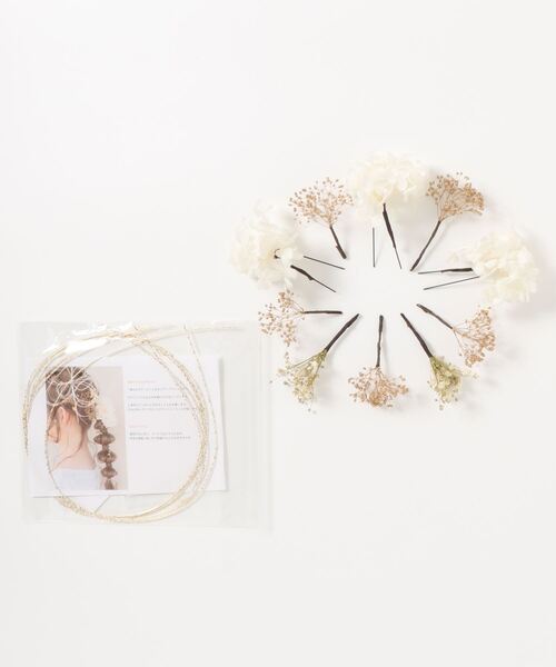 CHACO （FLOWER ACCESSORY）（チャコ）の「CHACO/ ゴールドかすみ草の髪飾り10点(金箔と水引付き)（その他ヘアアクセサリー・レディース・ホワイト×シルバー/ホワイト×ゴールド・FREE）」の3枚目の写真