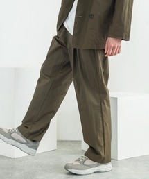 日本製 グリストーンW 綿ナイロン 高密度ギャバ2タックワイドパンツ