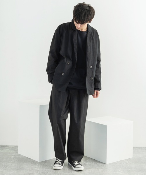 Audience（オーディエンス）の「日本製 グリストーンW 綿ナイロン 高密度ギャバ2タックワイドパンツ（スラックス・メンズ・ブラック/ネイビー/オリーブ・M/L/XL）」の4枚目の写真