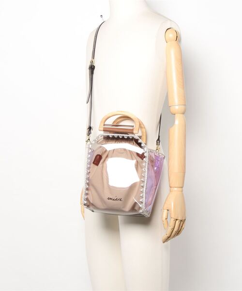 ACCOMMODE（アコモデ）の「バイカラーカガリバッグ（ショルダーバッグ・レディース・ホワイト/ライトグレー/ブラウン・FREE）」の12枚目の写真