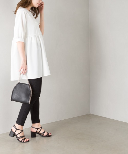 SpRay（スプレイ）の「レ－ス衿５分袖チュニック（チュニック・レディース・ブラック/オフホワイト/ラベンダー・FREE）」の10枚目の写真