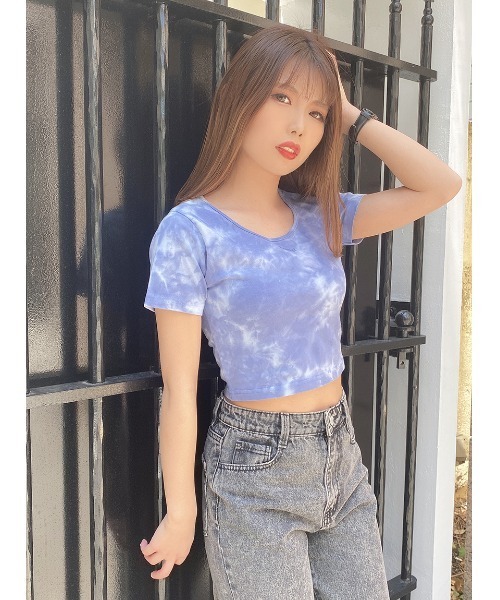 one way（ワンウェイ）の「タイダイショートTシャツ（Tシャツ/カットソー・レディース・ホワイト/ブラック/パープル/ライトグレー/ダークブルー/ベージュ・FREE）」の12枚目の写真