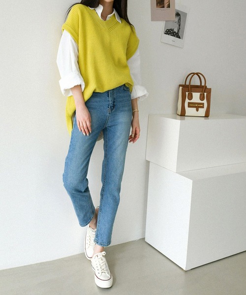 fd style（エフディ スタイル）の「【Chuzchuz】ルーズフィットVネックひらきベスト（ベスト・レディース・ベージュ/ネイビー/グレー/ミント・FREE）」の8枚目の写真