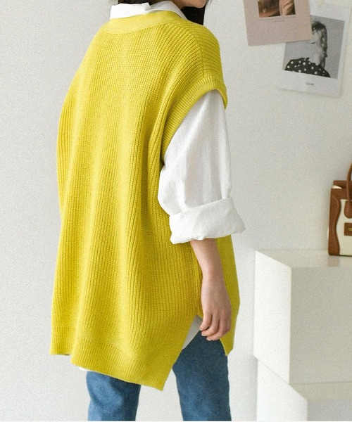 fd style（エフディ スタイル）の「【Chuzchuz】ルーズフィットVネックひらきベスト（ベスト・レディース・ベージュ/ネイビー/グレー/ミント・FREE）」の12枚目の写真