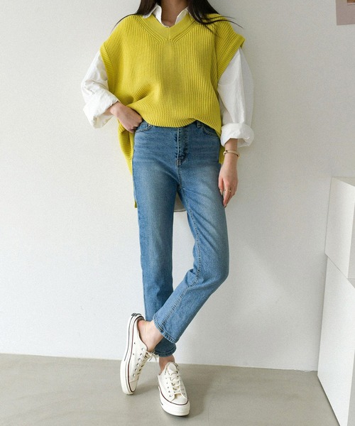 fd style（エフディ スタイル）の「【Chuzchuz】ルーズフィットVネックひらきベスト（ベスト・レディース・ベージュ/ネイビー/グレー/ミント・FREE）」の5枚目の写真