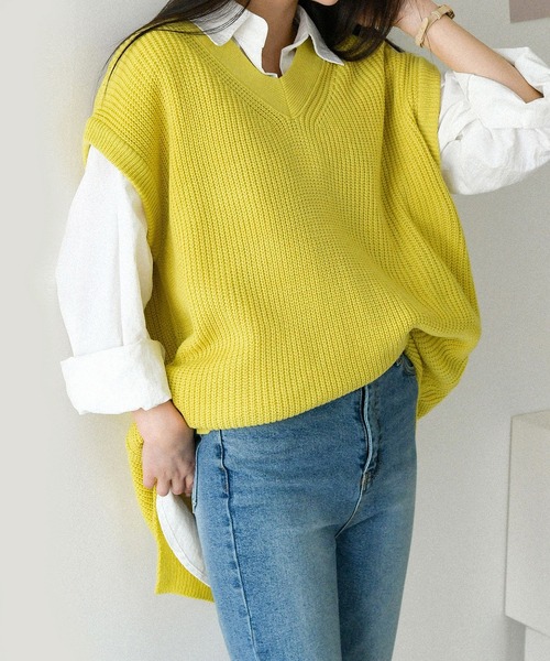 fd style（エフディ スタイル）の「【Chuzchuz】ルーズフィットVネックひらきベスト（ベスト・レディース・ベージュ/ネイビー/グレー/ミント・FREE）」の20枚目の写真