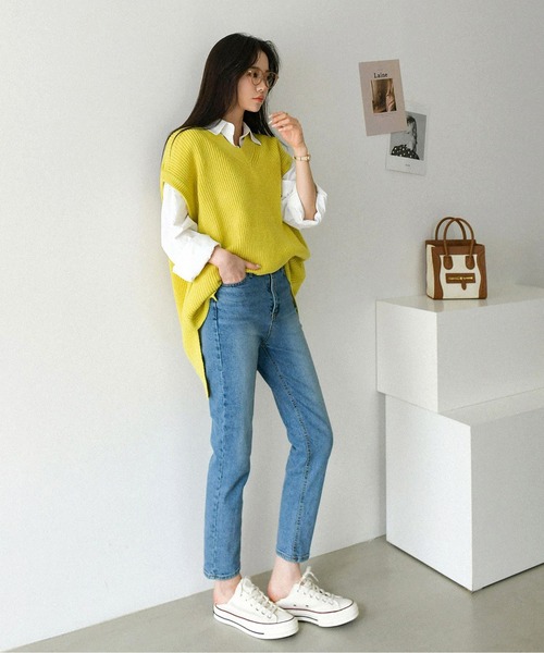 fd style（エフディ スタイル）の「【Chuzchuz】ルーズフィットVネックひらきベスト（ベスト・レディース・ベージュ/ネイビー/グレー/ミント・FREE）」の14枚目の写真