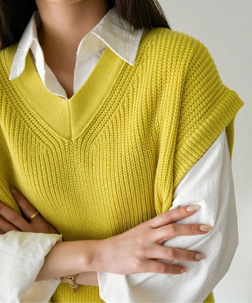 fd style（エフディ スタイル）の「【Chuzchuz】ルーズフィットVネックひらきベスト（ベスト・レディース・ベージュ/ネイビー/グレー/ミント・FREE）」の7枚目の写真