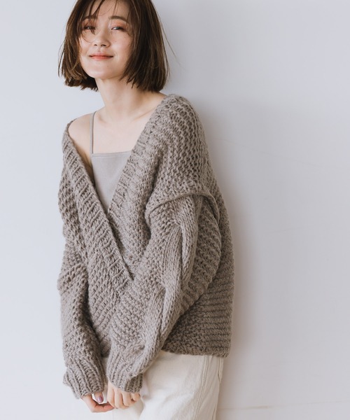 A part by（アパートバイ）の「HAND／ポケットカーディガン　944344（カーディガン/ボレロ・レディース・ブラウン/アイボリー/グレー系その他2・FREE）」の13枚目の写真