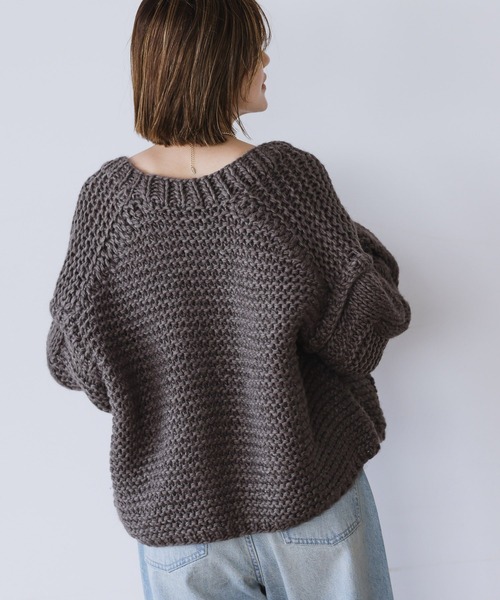 A part by（アパートバイ）の「HAND／ポケットカーディガン　944344（カーディガン/ボレロ・レディース・ブラウン/アイボリー/グレー系その他2・FREE）」の4枚目の写真