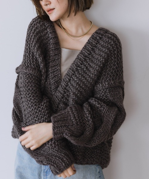 A part by（アパートバイ）の「HAND／ポケットカーディガン　944344（カーディガン/ボレロ・レディース・ブラウン/アイボリー/グレー系その他2・FREE）」の20枚目の写真