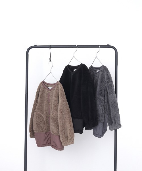 MAKE YOUR DAY（メイクユアデイ）の「裾切替両面ボアブルゾン■80～140cm（ブルゾン・キッズ・ブラック/モカ/グレー・140/90/100/110/130/120/80）」の3枚目の写真