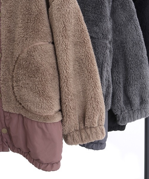 MAKE YOUR DAY（メイクユアデイ）の「裾切替両面ボアブルゾン■80～140cm（ブルゾン・キッズ・ブラック/モカ/グレー・140/90/100/110/130/120/80）」の4枚目の写真