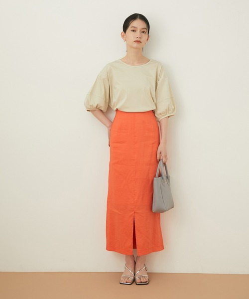 ADAM ET ROPE'（アダムエロペ）の「【アウトレット店舗・WEB限定】シルケットコットンパフスリーブTEE（Tシャツ/カットソー・レディース・ホワイト/ブラック/サックスブルー/イエロー系その他2・FREE）」の9枚目の写真
