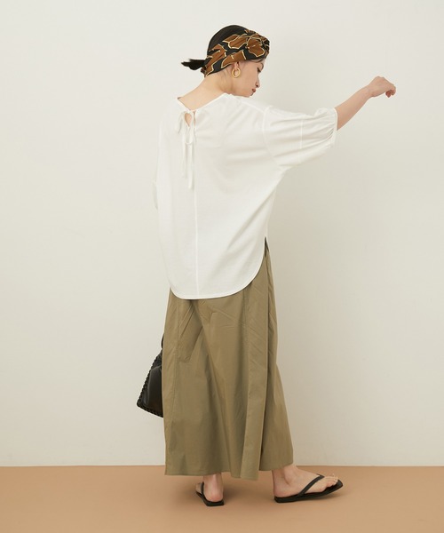 ADAM ET ROPE'（アダムエロペ）の「【アウトレット店舗・WEB限定】シルケットコットンパフスリーブTEE（Tシャツ/カットソー・レディース・ホワイト/ブラック/サックスブルー/イエロー系その他2・FREE）」の21枚目の写真
