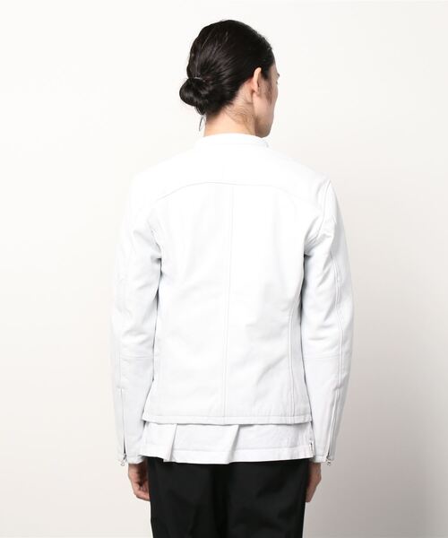 TORNADO MART（トルネードマート）の「TORNADO MART∴シープアジャストＺＩＰシングルブルゾン（ライダースジャケット・メンズ・ブラック/ホワイト・MEDIUM/LARGE）」の4枚目の写真