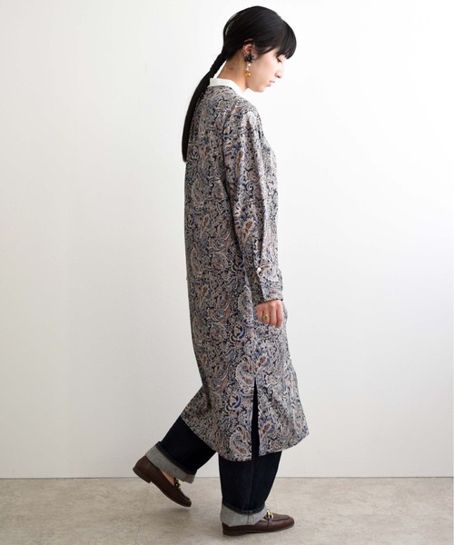 LHELBIE（レルビエ）の「新柄追加　ペイズリーシャツワンピース（シャツワンピース・レディース・ブラック/オレンジ/ブルー/ブルー系その他/ブラック系その他/レッド・M）」の3枚目の写真