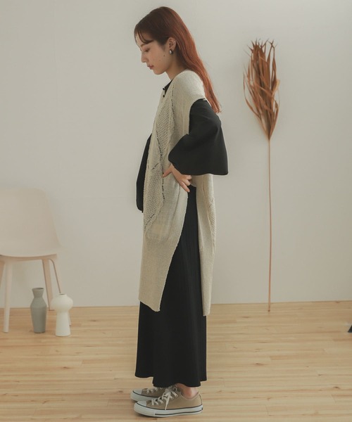 SENSE OF PLACE by URBAN RESEARCH（センスオブプレイスバイアーバンリサーチ）の「ロングケーブルベスト（ベスト・レディース・アイボリー/ベージュ/ブラック・ONE）」の5枚目の写真