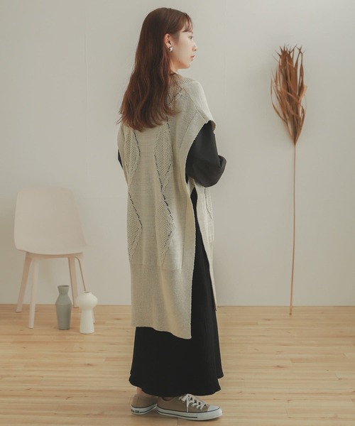 SENSE OF PLACE by URBAN RESEARCH（センスオブプレイスバイアーバンリサーチ）の「ロングケーブルベスト（ベスト・レディース・アイボリー/ベージュ/ブラック・ONE）」の7枚目の写真