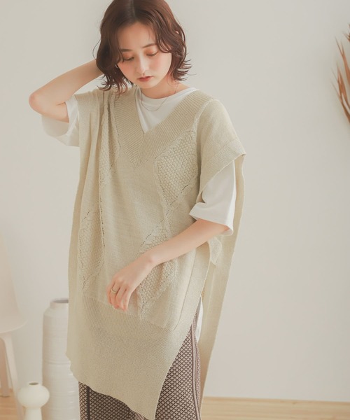 SENSE OF PLACE by URBAN RESEARCH（センスオブプレイスバイアーバンリサーチ）の「ロングケーブルベスト（ベスト・レディース・アイボリー/ベージュ/ブラック・ONE）」の8枚目の写真