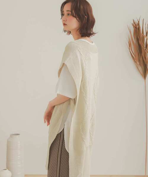 SENSE OF PLACE by URBAN RESEARCH（センスオブプレイスバイアーバンリサーチ）の「ロングケーブルベスト（ベスト・レディース・アイボリー/ベージュ/ブラック・ONE）」の9枚目の写真