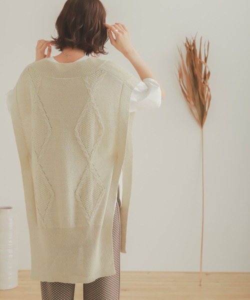 SENSE OF PLACE by URBAN RESEARCH（センスオブプレイスバイアーバンリサーチ）の「ロングケーブルベスト（ベスト・レディース・アイボリー/ベージュ/ブラック・ONE）」の10枚目の写真