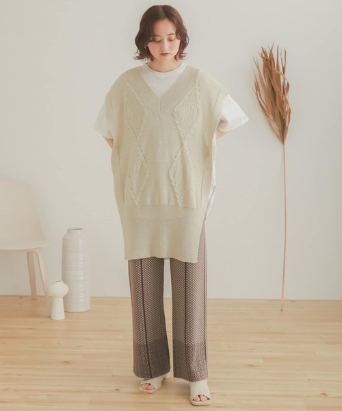 SENSE OF PLACE by URBAN RESEARCH（センスオブプレイスバイアーバンリサーチ）の「ロングケーブルベスト（ベスト・レディース・アイボリー/ベージュ/ブラック・ONE）」の12枚目の写真