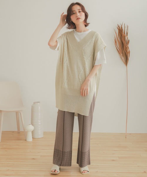 SENSE OF PLACE by URBAN RESEARCH（センスオブプレイスバイアーバンリサーチ）の「ロングケーブルベスト（ベスト・レディース・アイボリー/ベージュ/ブラック・ONE）」の13枚目の写真