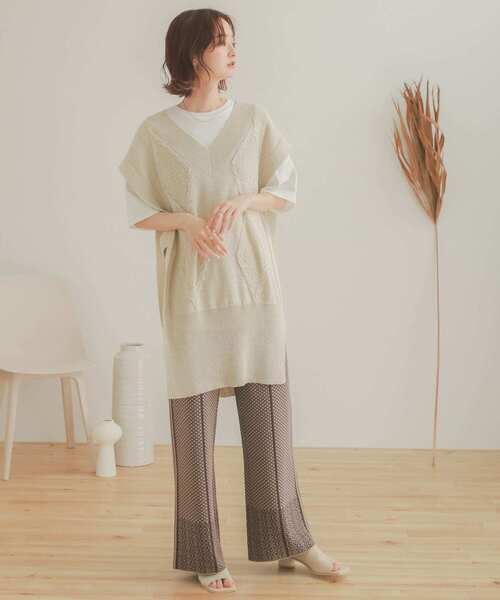 SENSE OF PLACE by URBAN RESEARCH（センスオブプレイスバイアーバンリサーチ）の「ロングケーブルベスト（ベスト・レディース・アイボリー/ベージュ/ブラック・ONE）」の14枚目の写真