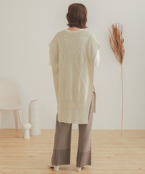 SENSE OF PLACE by URBAN RESEARCH（センスオブプレイスバイアーバンリサーチ）の「ロングケーブルベスト（ベスト・レディース・アイボリー/ベージュ/ブラック・ONE）」の16枚目の写真