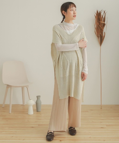 SENSE OF PLACE by URBAN RESEARCH（センスオブプレイスバイアーバンリサーチ）の「ロングケーブルベスト（ベスト・レディース・アイボリー/ベージュ/ブラック・ONE）」の20枚目の写真