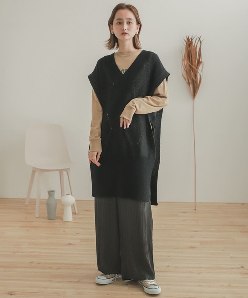 SENSE OF PLACE by URBAN RESEARCH（センスオブプレイスバイアーバンリサーチ）の「ロングケーブルベスト（ベスト・レディース・アイボリー/ベージュ/ブラック・ONE）」の21枚目の写真